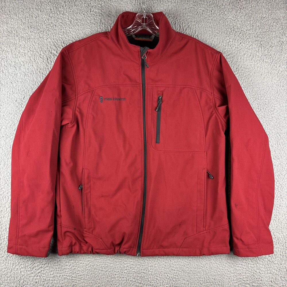 Free Country Jacket Men’s Large Red Journeyman Flex Shell (Stains)
